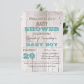 Whitewash Blauw Baby shower Uitnodiging (Staand voorkant)