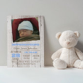 Whitewash Blauw Foto Aankondiging Geboorte