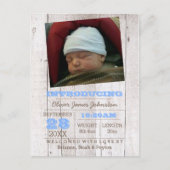 Whitewash Blauw Foto Aankondiging Geboorte (Voorkant)