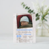 Whitewash Blauw Foto Aankondiging Geboorte (Staand voorkant)