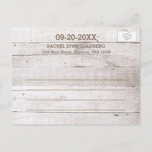 Whitewash Blauwgroen Bat Mitzvah Save the Date Aankondigingskaart (Achterkant)