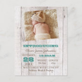 Whitewash Blauwgroen Fotoaankondiging Aankondigingskaart (Voorkant)