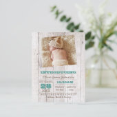 Whitewash Blauwgroen Fotoaankondiging Aankondigingskaart (Staand voorkant)