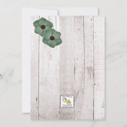 Whitewash Blauwgroen Huisverwarmen Uitnodiging (Achterkant)