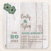 Whitewash Blauwgroen rustiek gepersonaliseerd Kartonnen Onderzetters (Voorkant)