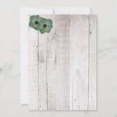 Whitewash Blauwgroen rustieke bruiloft uitnodiging (Achterkant)