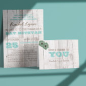 Whitewash Blauwgroen vleermuis mitzvah bedankje Bedankkaart