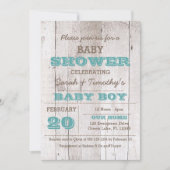 Whitewash Blue Baby shower Invitation Kaart (Voorkant)