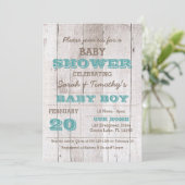 Whitewash Blue Baby shower Invitation Kaart (Staand voorkant)