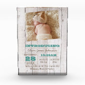 Whitewash Blue Geboorte Aankondiging Fotoblokken (Voorkant)