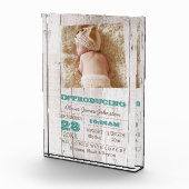 Whitewash Blue Geboorte Aankondiging Fotoblokken (Rechts)