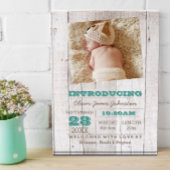 Whitewash Blue Geboorte Aankondiging Fotoblokken