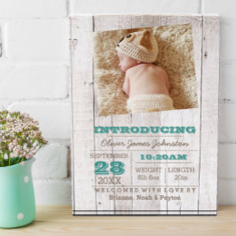 Whitewash Blue Geboorte Aankondiging Fotoblokken