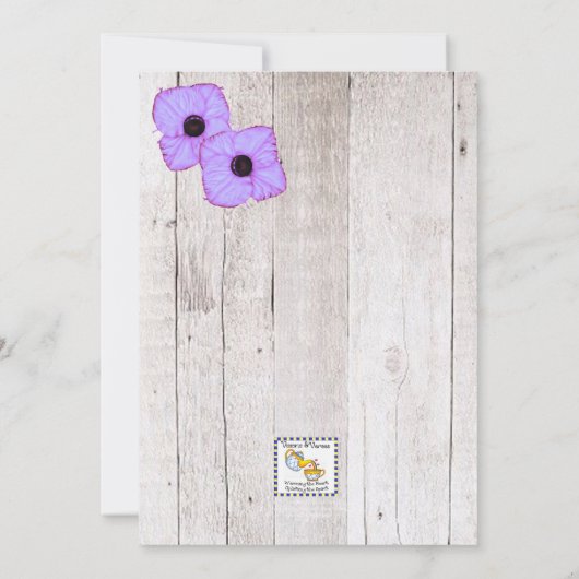 Whitewash Lila rustieke Eerste Heilige Communie Kaart (Achterkant)