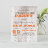 Whitewash Oranje Housewarming Invitation Kaart (Staand voorkant)
