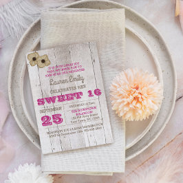 Whitewash Plum Sweet Sixteen Verjaardag Uitnodigin Kaart