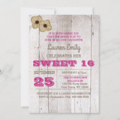 Whitewash Plum Sweet Sixteen Verjaardag Uitnodigin Kaart (Voorkant)