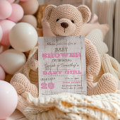 Whitewash Roze Baby shower Uitnodiging