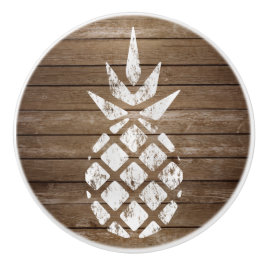 Whitewash Stamp Art Pineapple | rustiek hout Keramische Knop