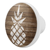 Whitewash Stamp Art Pineapple | rustiek hout Keramische Knop (Rechts)