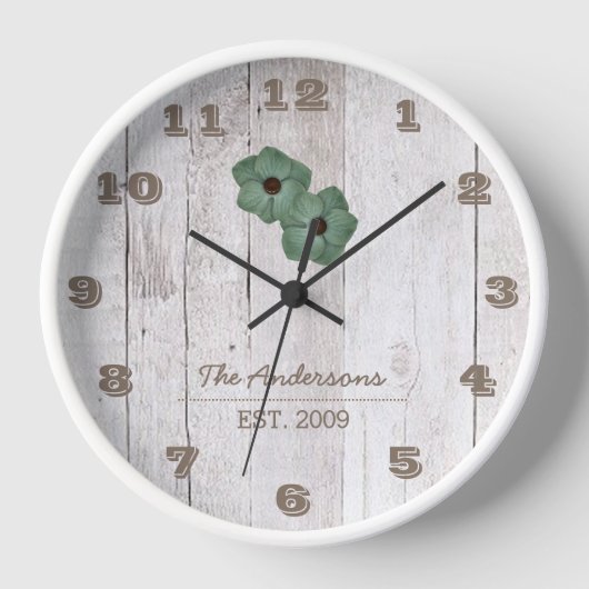 Whitewash Wood Shabby Chic Personalized Clock (Voorkant)