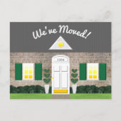 Whitewashed Brick House Facade Nieuw adres Aankondigingskaart (Voorkant)