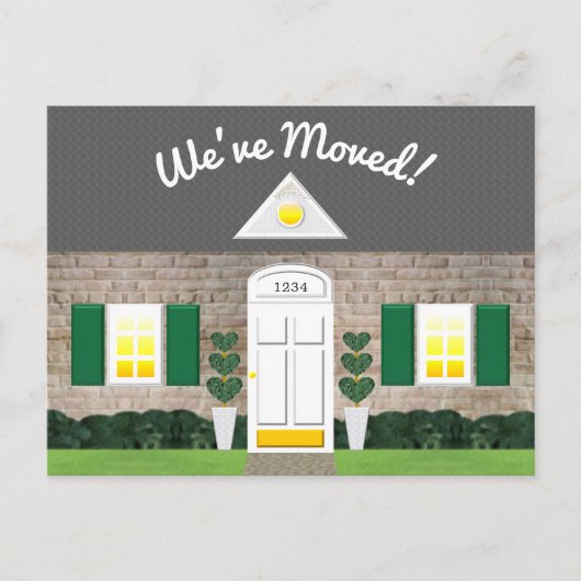 Whitewashed Brick House Facade Nieuw adres Aankondigingskaart (Voorkant)