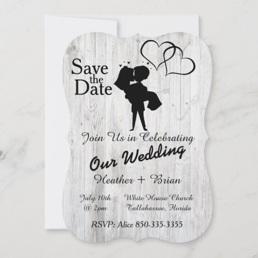 Whitewashed bruiloft uitnodiging (Voorkant)