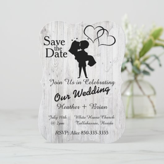 Whitewashed bruiloft uitnodiging (Staand voorkant)