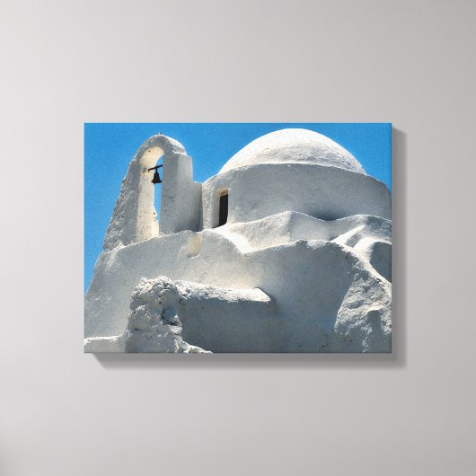 Whitewashed Church, Mykonos, Griekenland Canvas Afdruk
