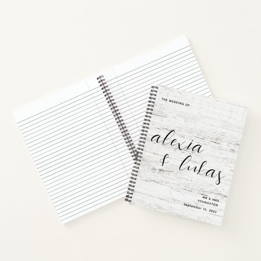 Whitewashed Wood Grain Wedding Gastenboek Notitieboek (Binnen)