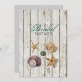 Whitewashed wood seashells strand vrijgezellenfees kaart (Voorkant / Achterkant)