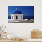 Whitewashington Kerk met Blue Dome, Santorini Poster (Keuken)