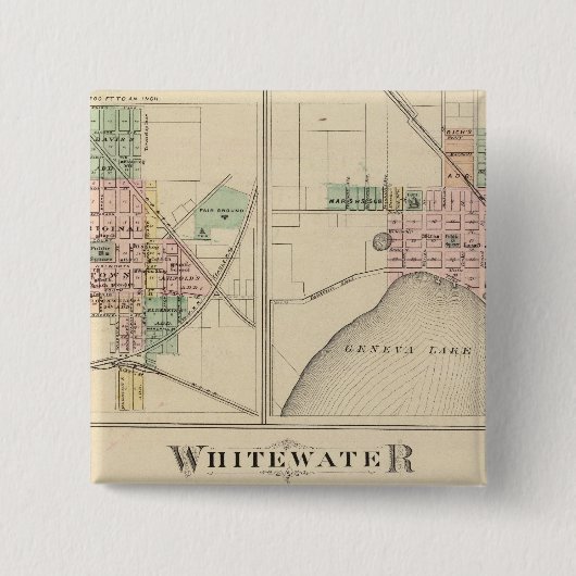 Whitewater, Elkhorn en Genève Vierkante Button 5,1 Cm (Voorkant)