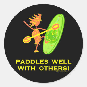 Whitewater Kayak - Paddles goed met anderen 2 Ronde Sticker