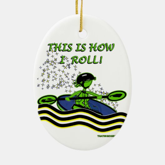 Whitewater Kayak Roll Keramisch Ornament (Achterkant)