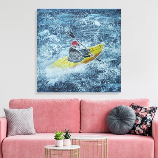 Whitewater kayakschilderij canvas afdruk (Insitu (Woonkamer))