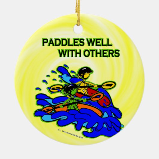 Whitewater Paddles goed met anderen Keramisch Ornament (Achterkant)