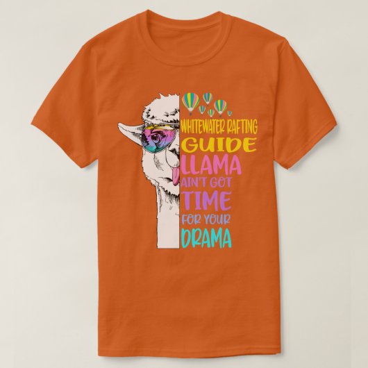 Whitewater Rafting Guide Llama T-shirt (Design voorkant)