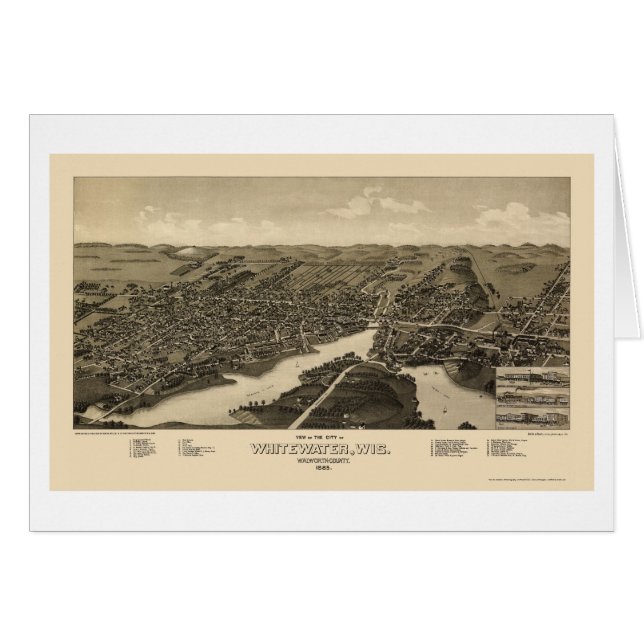 Whitewater, WI Panoramic Map - 1885 (Voorkant Horizontaal)