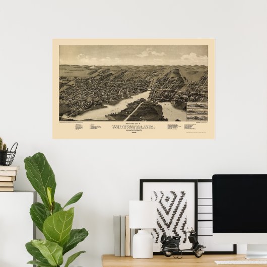 Whitewater, WI Panoramic Map - 1885 Poster (Thuiskantoor)