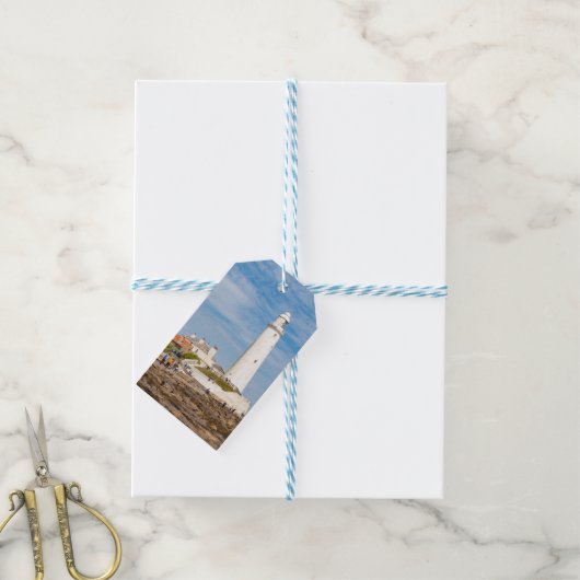 Whitley Bay lighthouse Cadeaulabel (Met Touw)