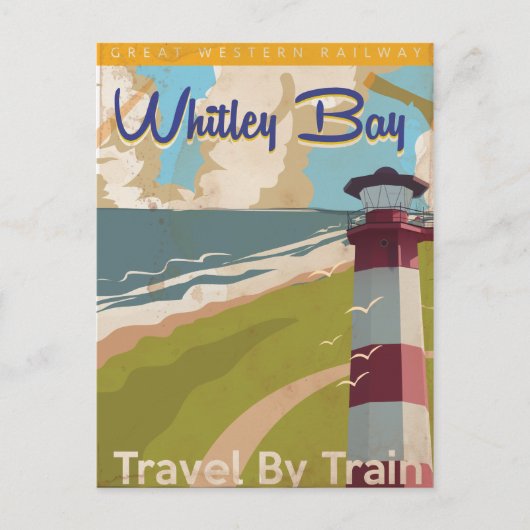 Whitley Bay, North Tyneside Oude Reisposter Briefkaart (Voorkant)