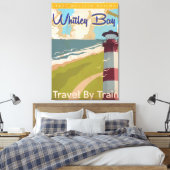 Whitley Bay, North Tyneside Oude Reisposter Canvas Afdruk (Insitu (Slaapkamer))