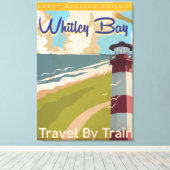 Whitley Bay, North Tyneside Oude Reisposter Canvas Afdruk (Insitu (Houten vloer))