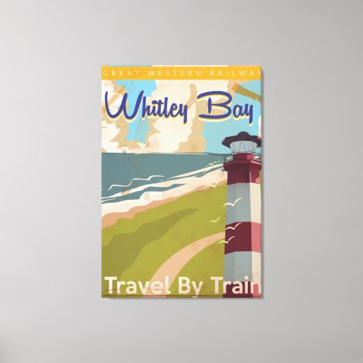 Whitley Bay, North Tyneside Oude Reisposter Canvas Afdruk (Voorkant)