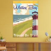Whitley Bay, North Tyneside Oude Reisposter Canvas Afdruk (Insitu (Woonkamer))
