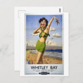 Whitley Bay, Vintage Travel Poster Briefkaart (Voorkant / Achterkant)