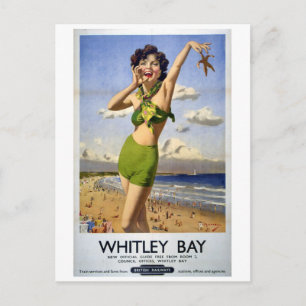Whitley Bay, Vintage Travel Poster Briefkaart