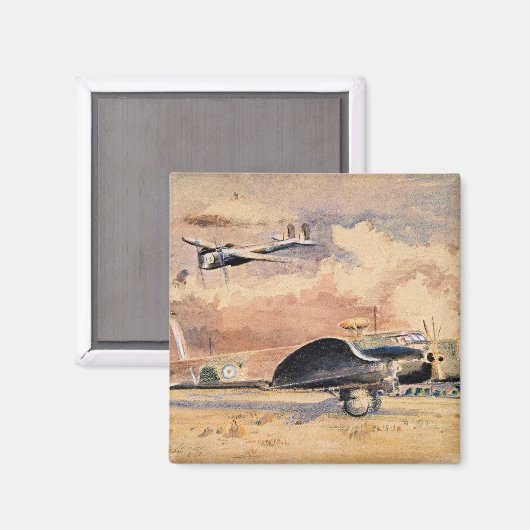 Whitley Bombers Sunning, kunstwerk van Paul Nash Magneet (Voorkant / Achterkant)